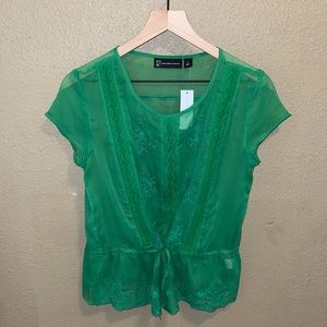 New York and Company Semi-sheer Peplum Blouse